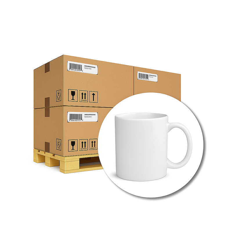 36x Sublimatie Mok klasse A+ Wit Glans 330ml - 1,00 ex per mok