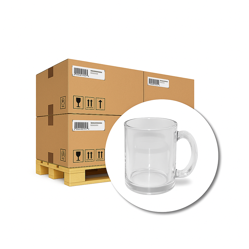 36x Sublimatie mok Glas helder 330ml - 1,50 per stuk