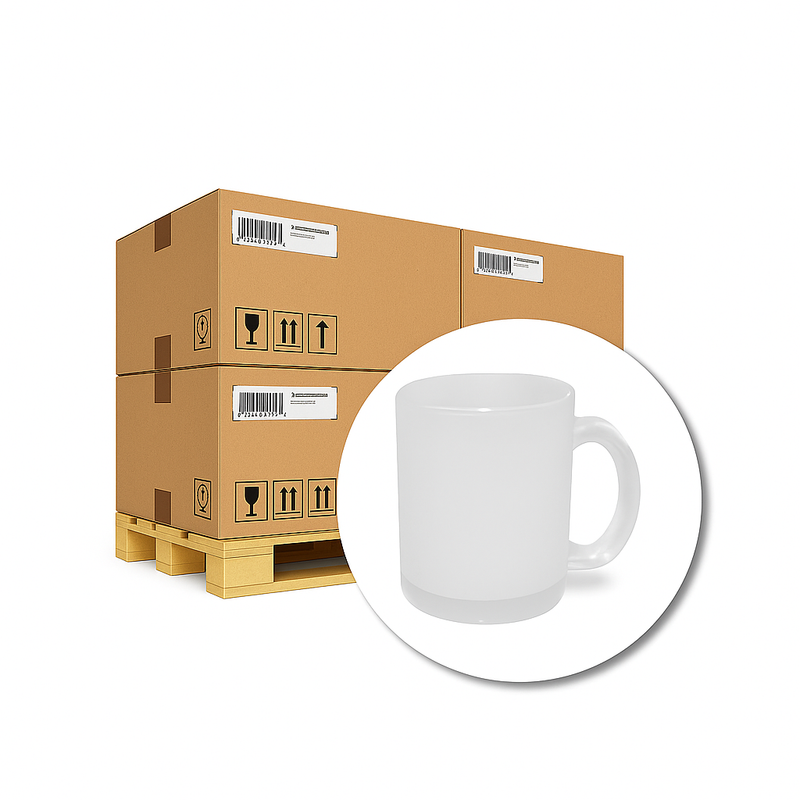 36x Sublimatie mok Glas frosted 330ml - 1,50 per stuk